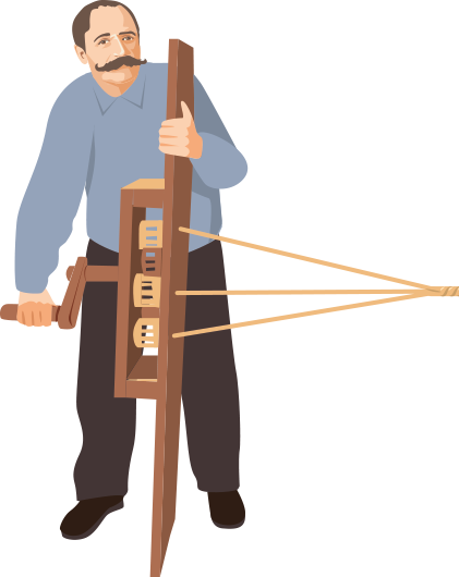 Illustration du fondateur Soulet tressant une corde